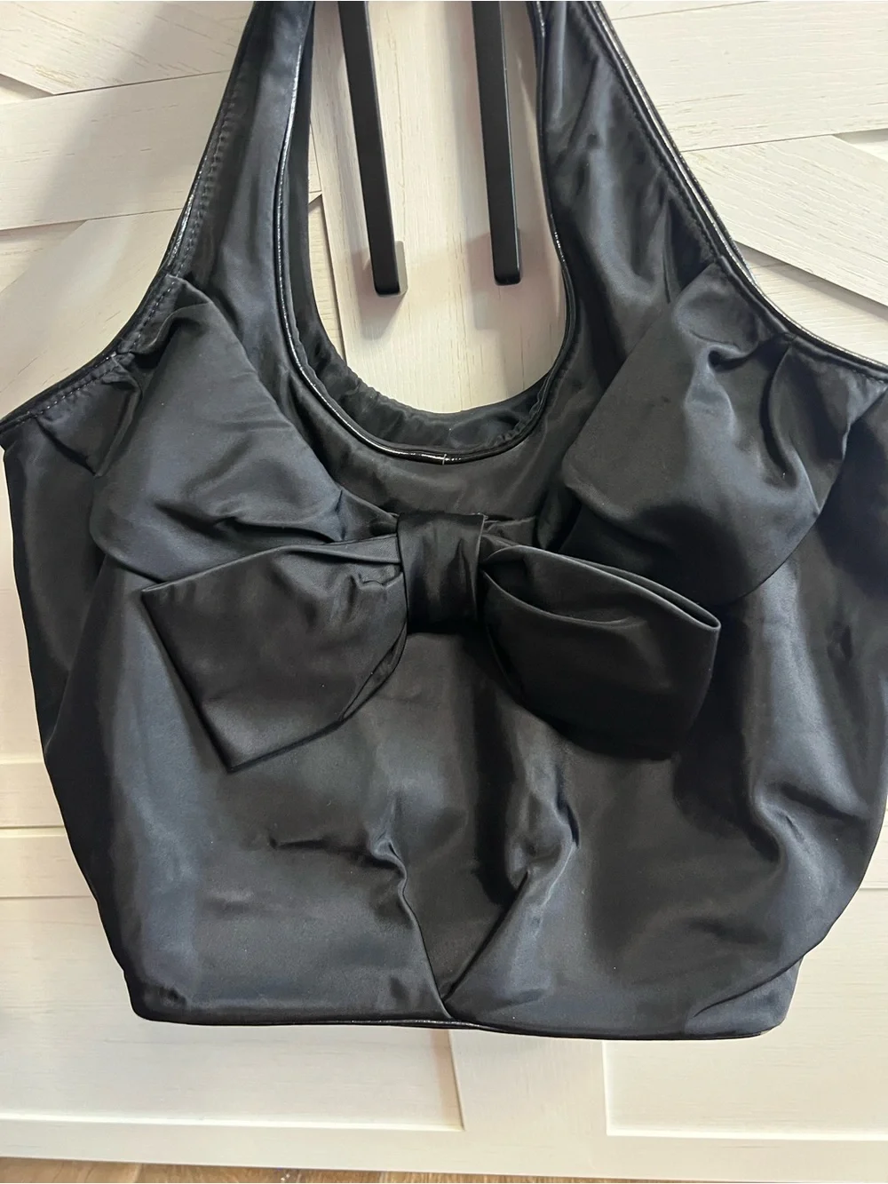 kate spade Black Satin Shoulder Bag with Bow